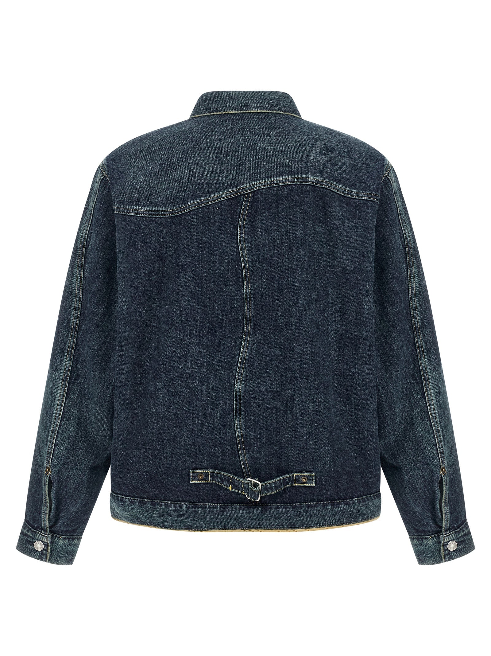 Trucker Jacket by Undercover for men in denim cotton blue features an contemporary silhouette, showcasing a sophisticated shirt-collar neckline and contemporary pockets for a truly refined look.