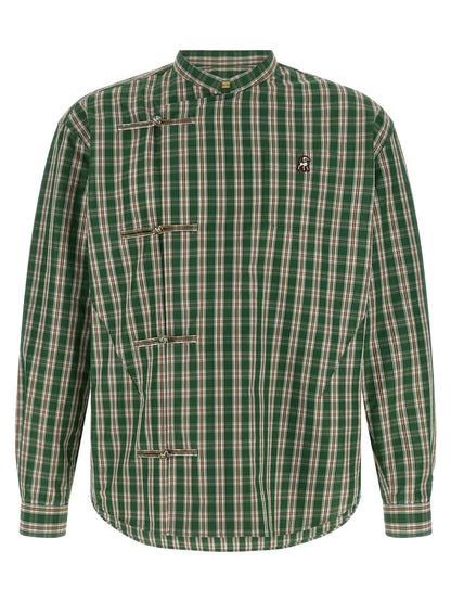 Undercover Men's Mandarin Neck Cotton Polyester Blouse - Bicolour Green Print