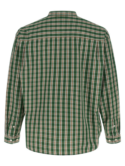 Undercover Men's Mandarin Neck Cotton Polyester Blouse - Bicolour Green Print