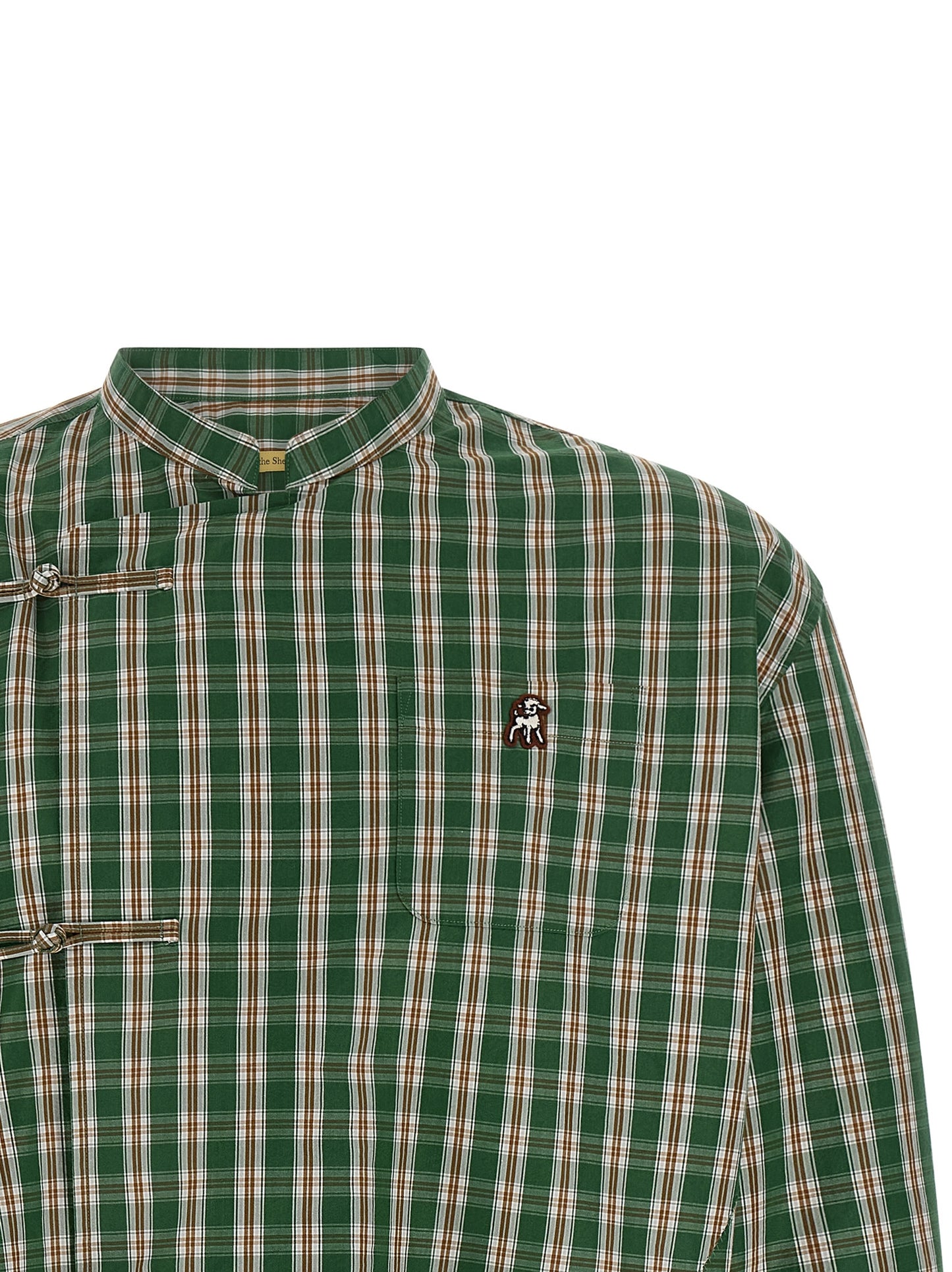 Undercover Men's Mandarin Neck Cotton Polyester Blouse - Bicolour Green Print