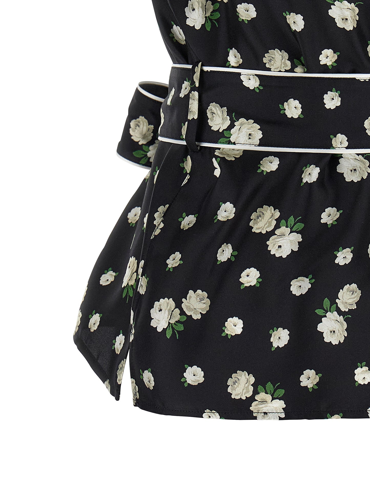 Blouse by Dolce & Gabbana for women in silk twill black, pearl & print features an polished silhouette, showcasing a sophisticated and detail for a truly polished finish.