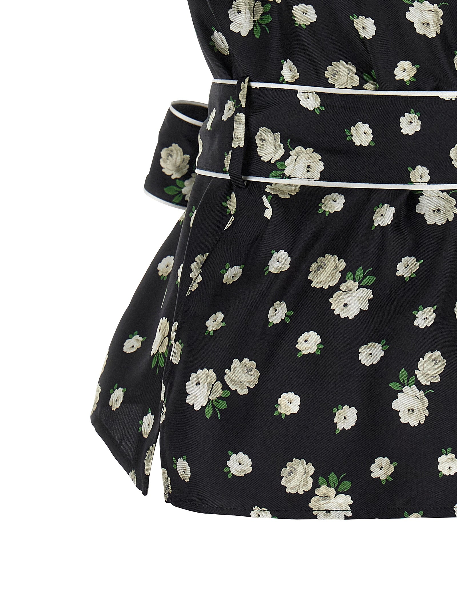 Blouse by Dolce & Gabbana for women in silk twill black, pearl & print features an polished silhouette, showcasing a sophisticated and detail for a truly polished finish.