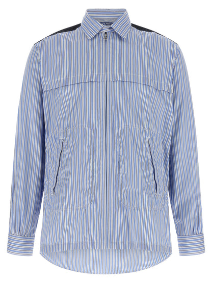 Shirt by Junya Watanabe for men in denim cotton light-blue & striped showcases a sublime silhouette, artfully detailed with a sublime and long-sleeve for a sophisticated, sublime finish.