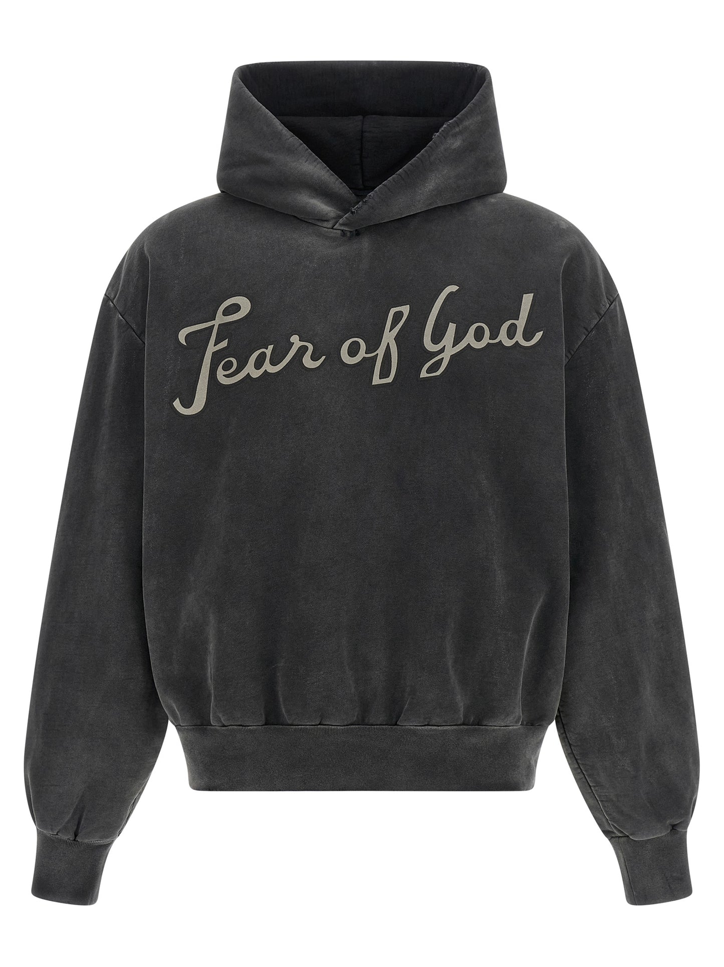 Sweatshirt Hoodie by Fear Of God for men in cotton black & print showcases a city-ready silhouette, artfully detailed with a signature hooded neckline and long-sleeve for a city-ready finish.