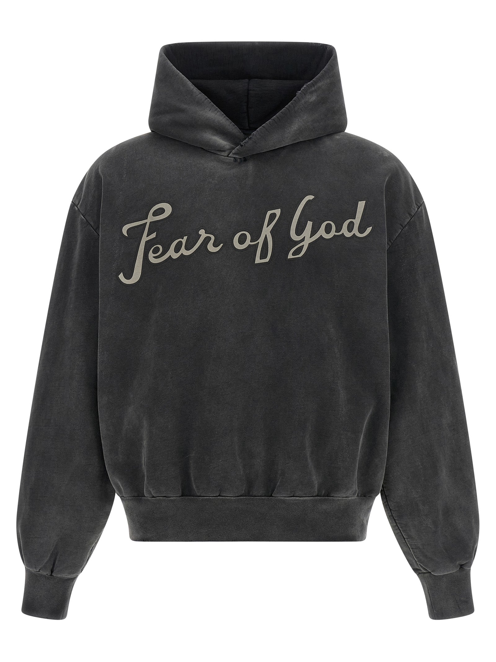 Sweatshirt Hoodie by Fear Of God for men in cotton black & print showcases a city-ready silhouette, artfully detailed with a signature hooded neckline and long-sleeve for a city-ready finish.