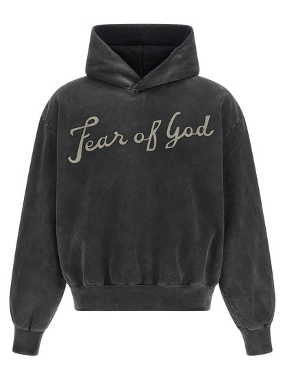 Sweatshirt Hoodie by Fear Of God for men in cotton black & print showcases a city-ready silhouette, artfully detailed with a signature hooded neckline and long-sleeve for a city-ready finish.