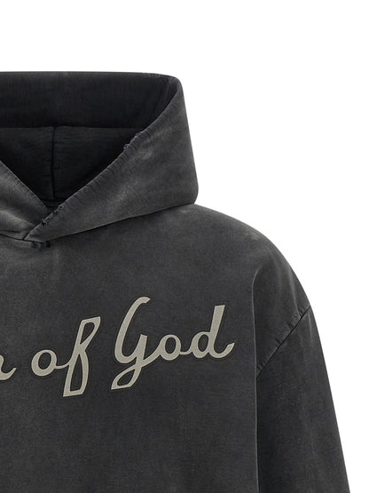 Sweatshirt Hoodie by Fear Of God for men in cotton black & print features an avant-garde silhouette, showcasing a sophisticated hooded neckline and detail for a truly avant-garde finish.