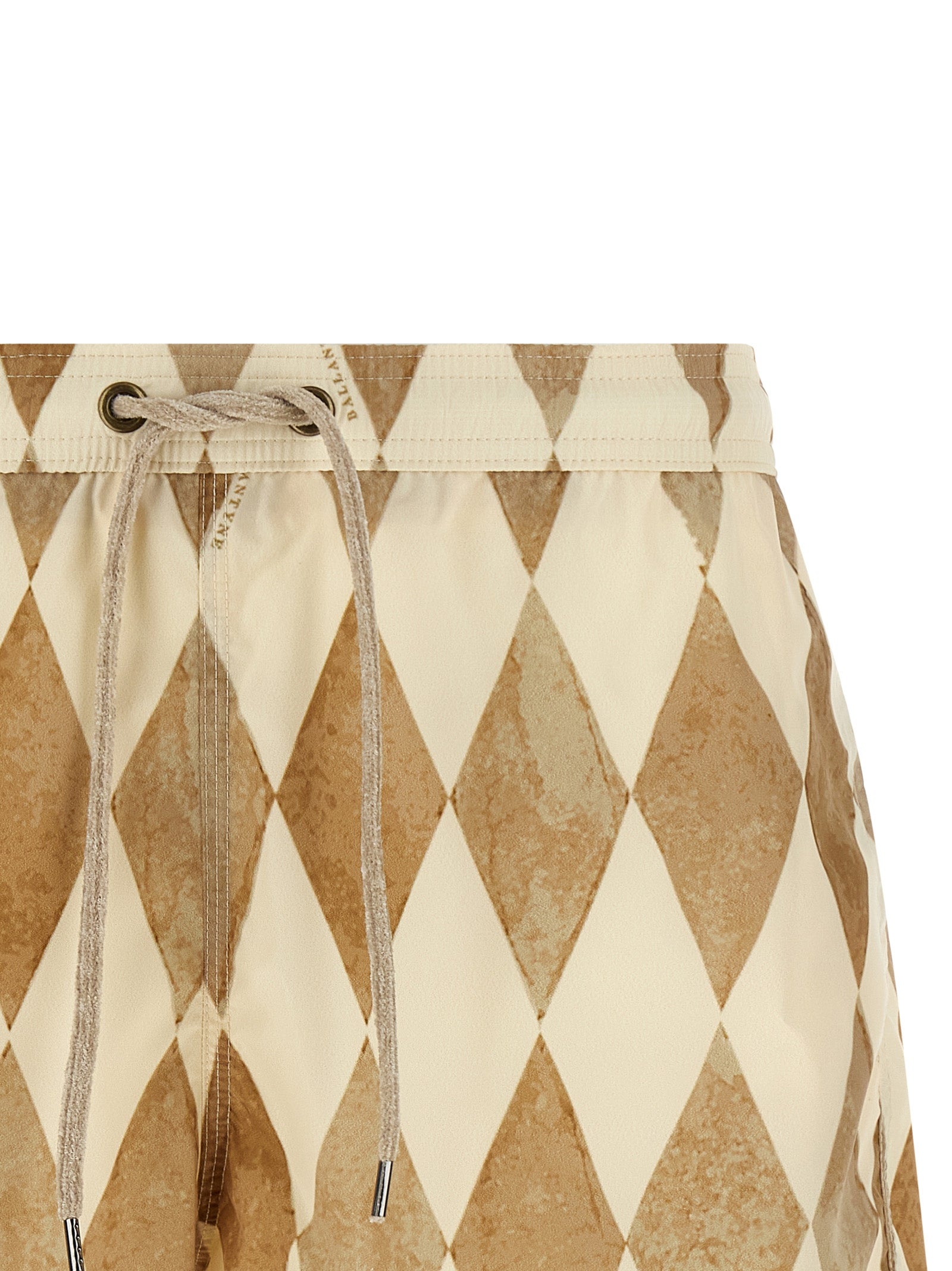 Swim Shorts by Ballantyne for men in polyester & mesh beige, patterned & print features a resort ready silhouette, capturing the beach-ready style of the Men's Polyester & Mesh Swim Shorts collection.