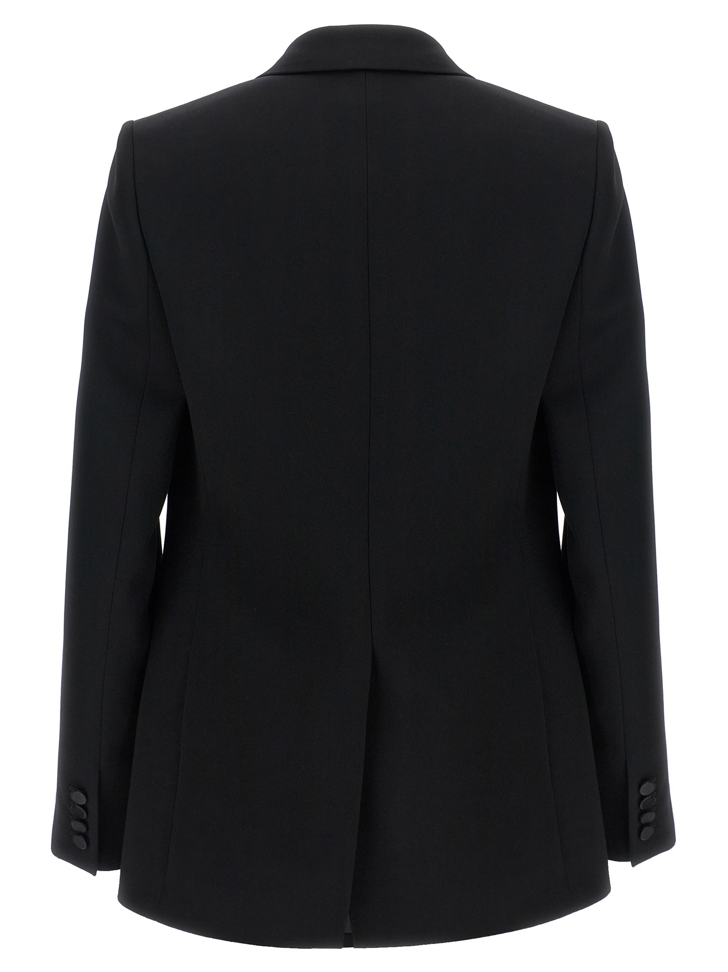 Blazer by Saint Laurent for men in wool silk satin black features an crisp silhouette with sophisticated and a crisp split neckline for a truly crisp finish.