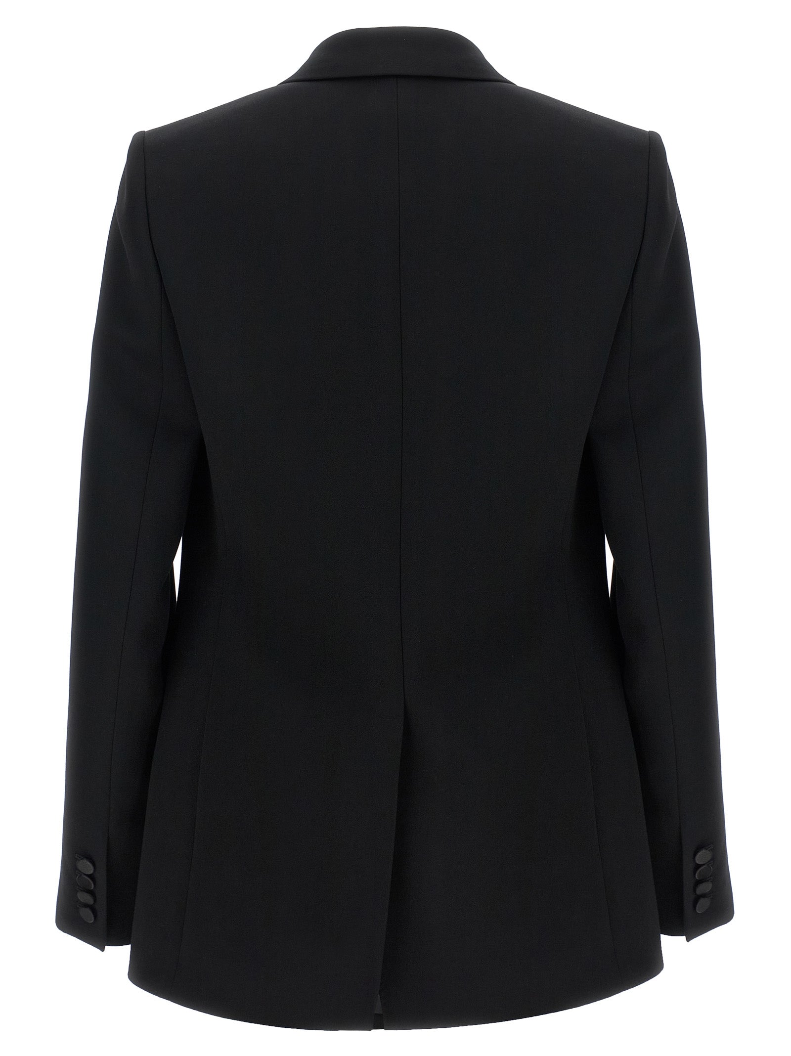Blazer by Saint Laurent for men in wool silk satin black features an crisp silhouette with sophisticated and a crisp split neckline for a truly crisp finish.