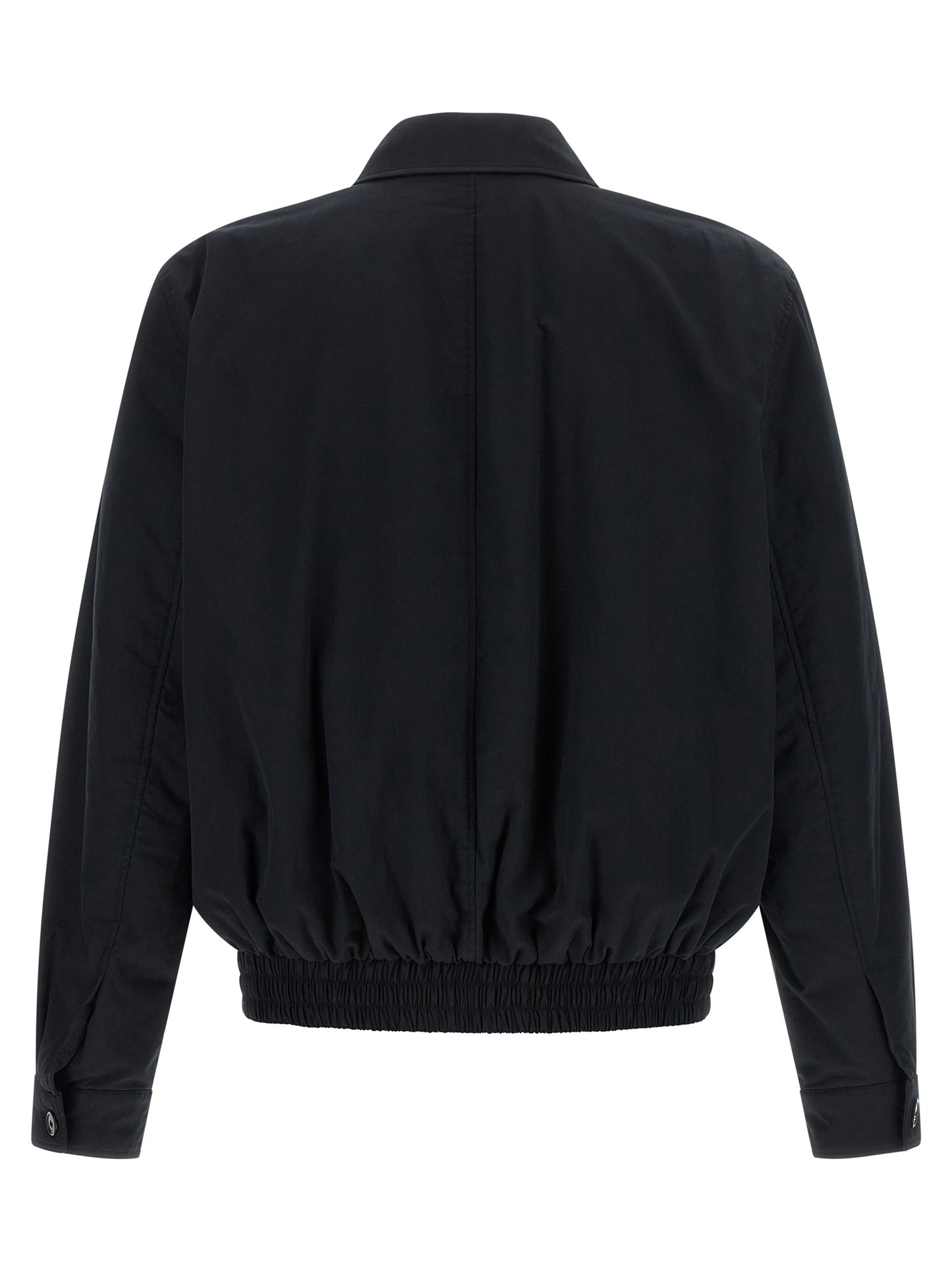 Windbreaker Jacket by Saint Laurent for men in cotton & silk black features an stylish silhouette, showcasing a sophisticated and performance-driven pockets & windproof for a premium, stylish look.