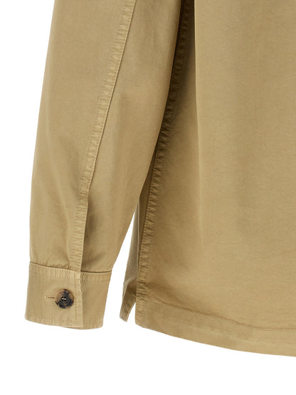 Overshirt by Saint Laurent for men in cotton beige & horn showcases a sublime silhouette, artfully detailed with a sublime and for a sophisticated, sublime finish.