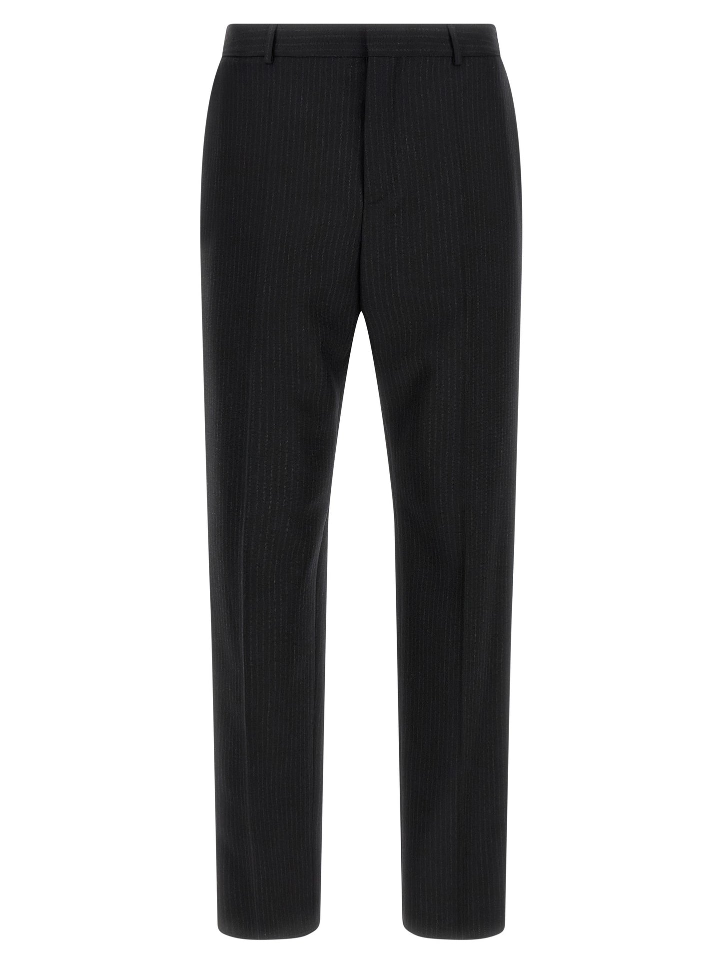 Trousers by Saint Laurent for men in wool black presents a smart silhouette, meticulously detailed with a smart , a smart long, and a smart mid rise.