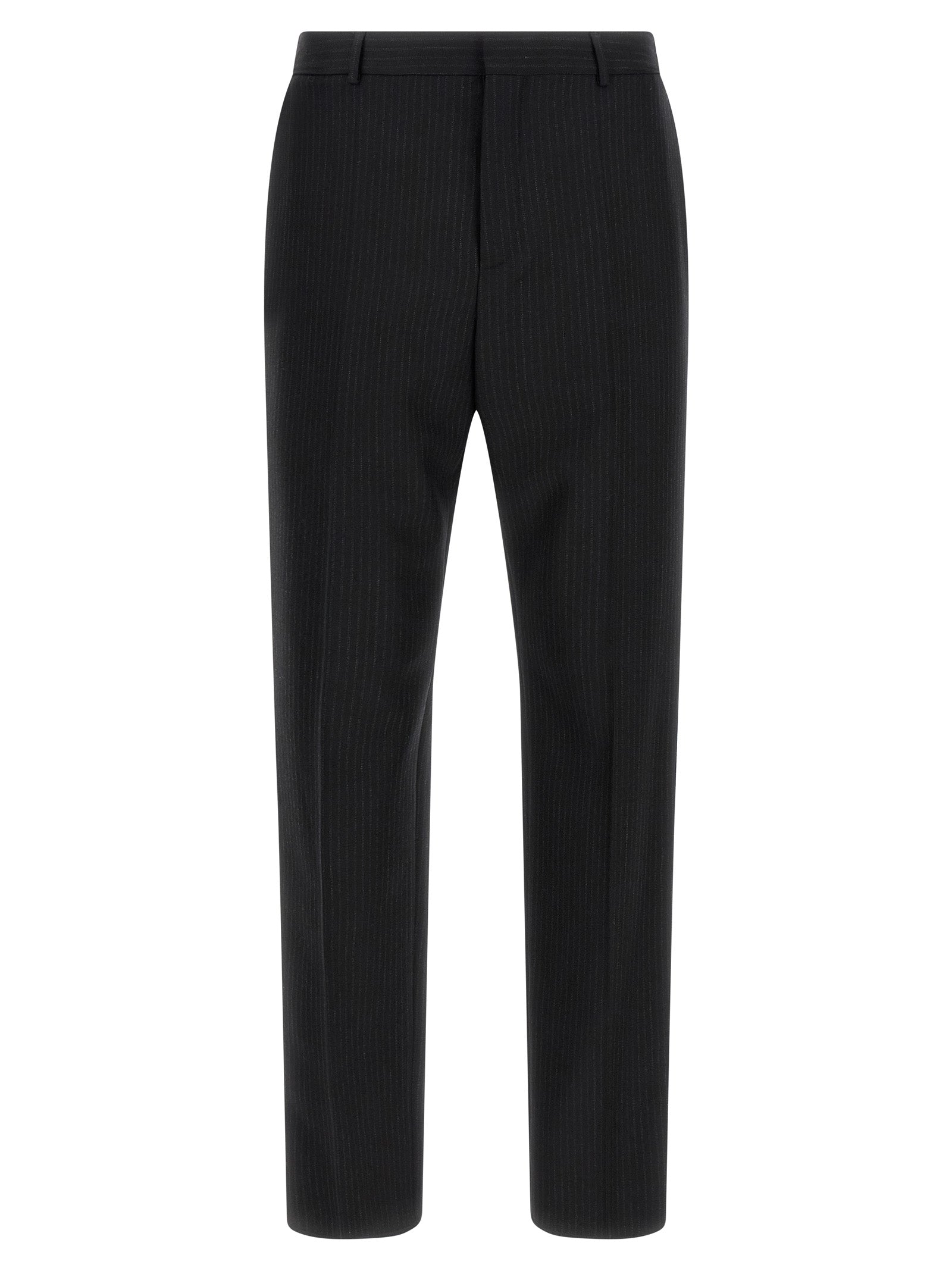 Trousers by Saint Laurent for men in wool black presents a smart silhouette, meticulously detailed with a smart , a smart long, and a smart mid rise.