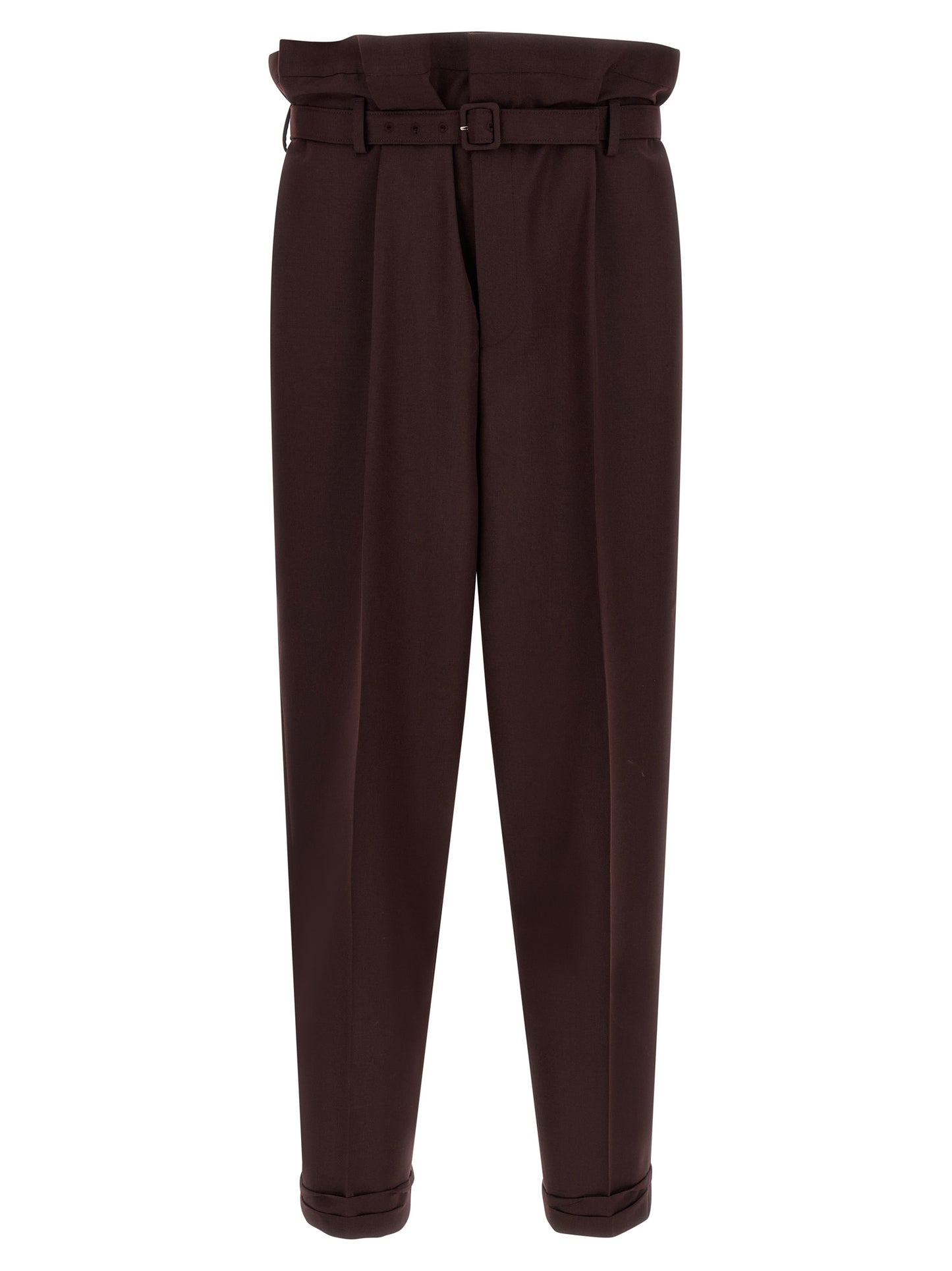 Trousers by Saint Laurent for men in mohair wool purple features an sartorial silhouette, showcasing a precise and long with a sartorial for a refined look.