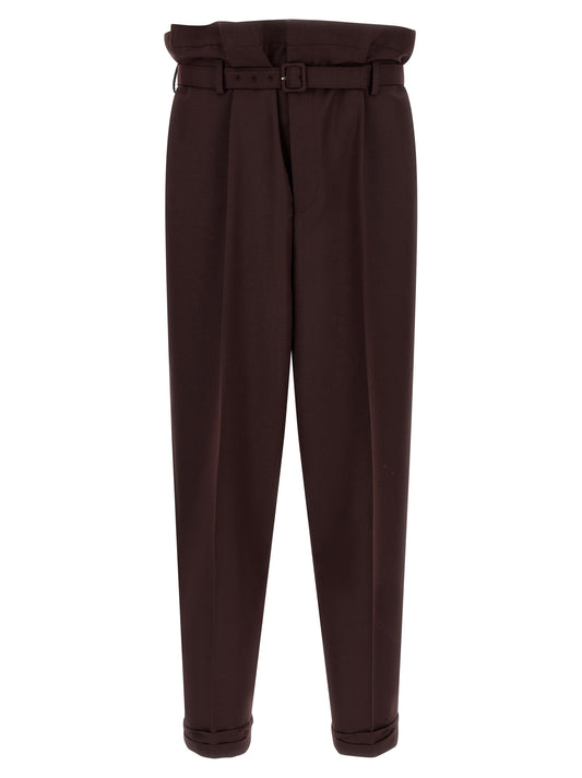 Trousers by Saint Laurent for men in mohair wool purple features an sartorial silhouette, showcasing a precise and long with a sartorial for a refined look.