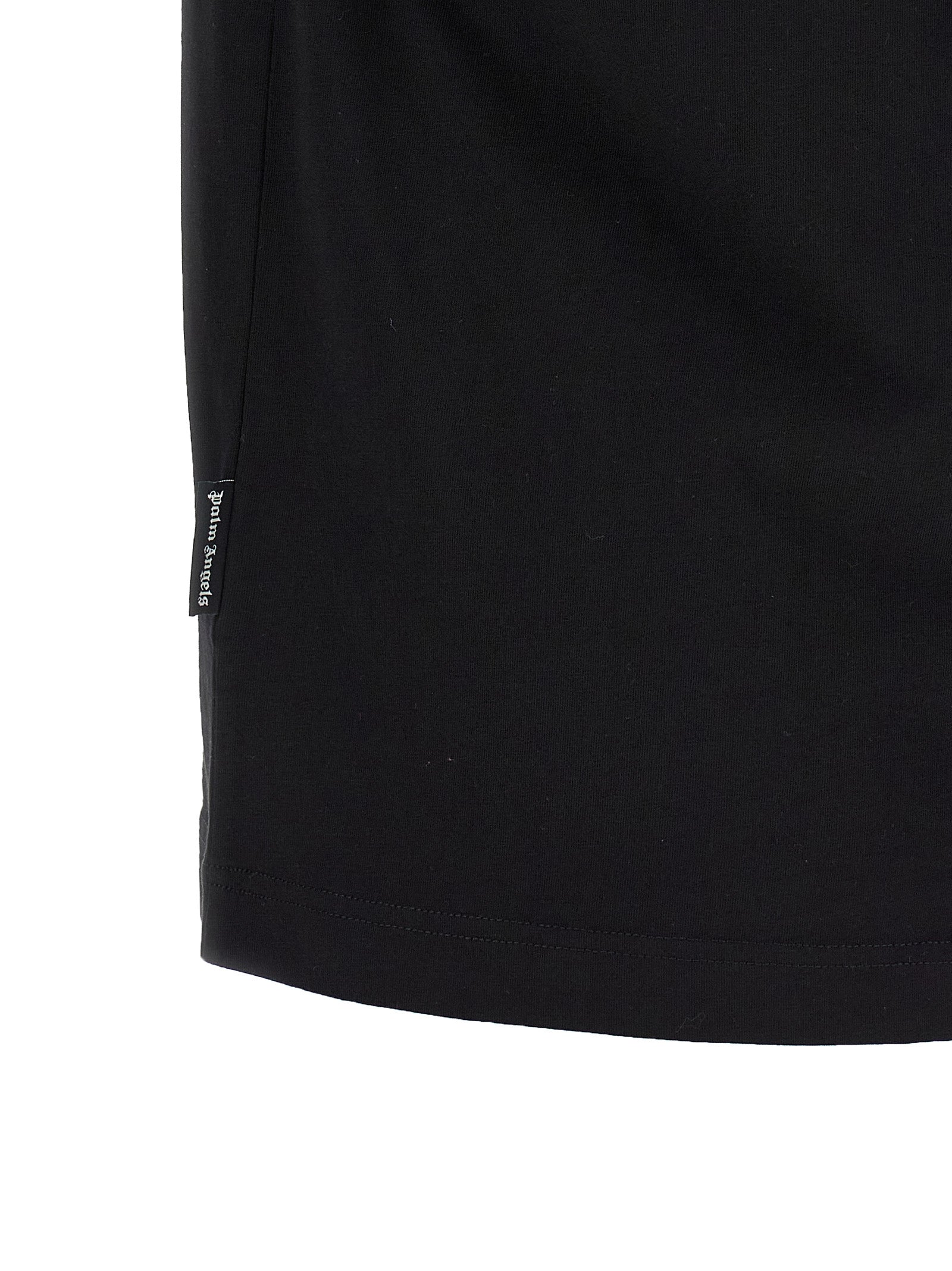 T-Shirt by Palm Angels for men in cotton black & print showcases a dramatic silhouette, elegantly detailed with a dramatic and for a truly dramatic finish.