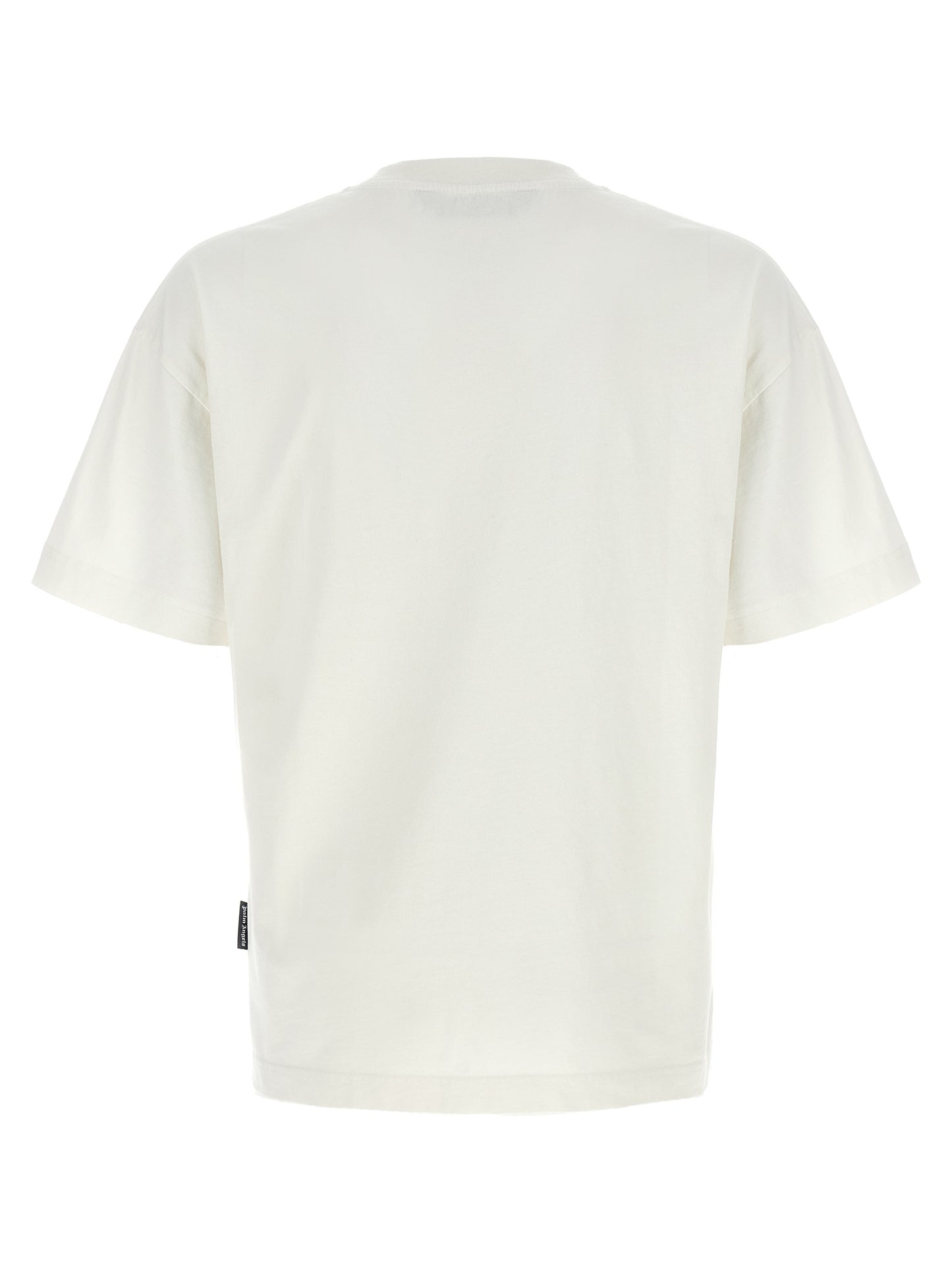 T-Shirt by Palm Angels for men in cotton white & print features a plush silhouette, showcasing a sophisticated crew neckline and for a truly plush finish.