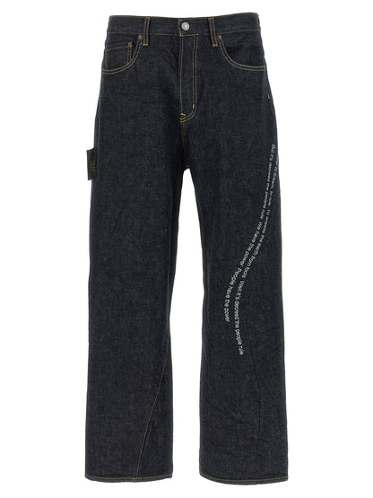 Jeans by Undercover for men in cotton denim blue features an refined tailoring silhouette, showcasing a premium wide with a and long cut for a refined tailoring look.