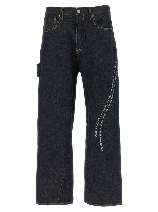 Jeans by Undercover for men in cotton denim blue features an refined tailoring silhouette, showcasing a premium wide with a and long cut for a refined tailoring look.
