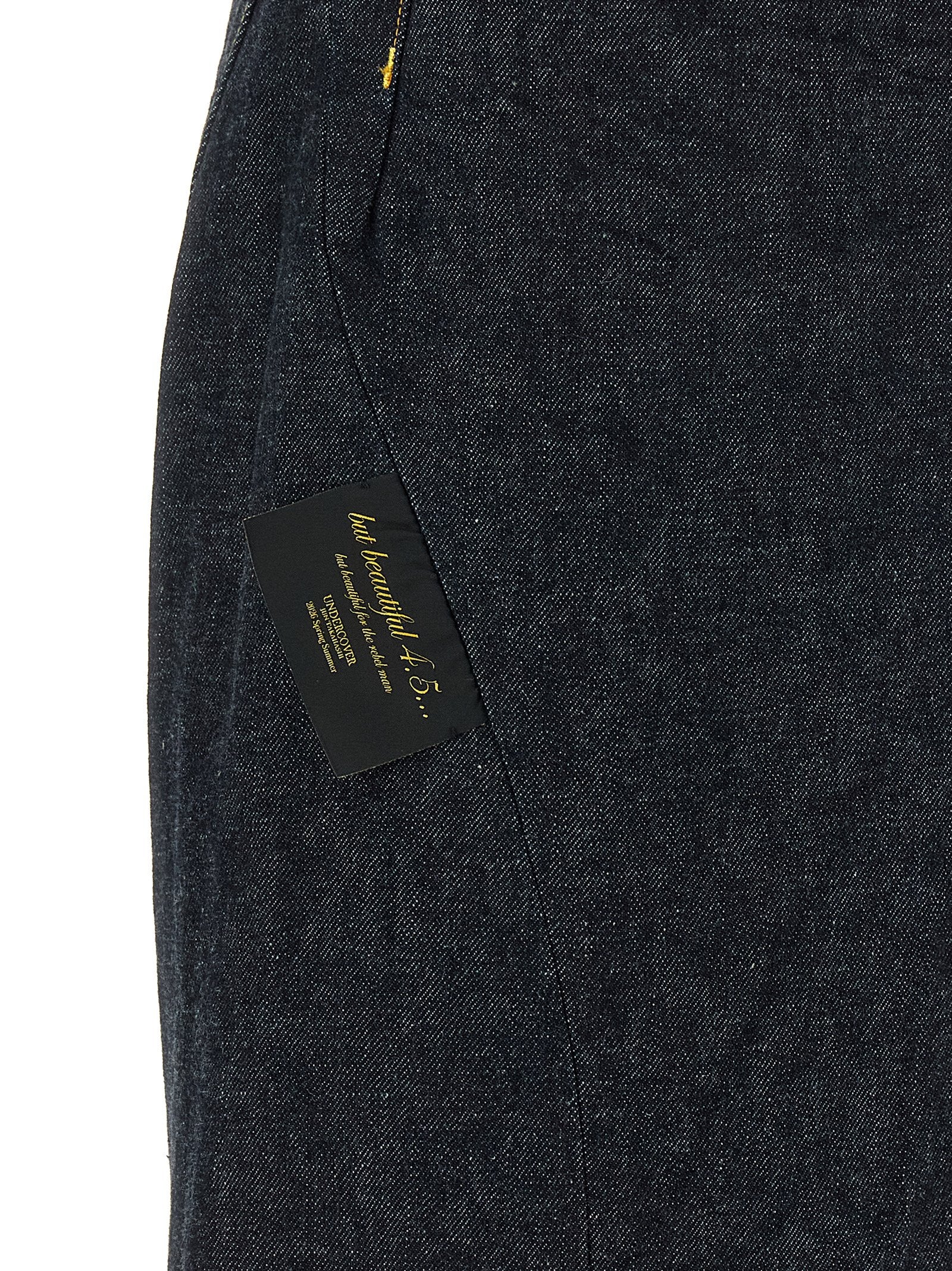 Jeans by Undercover for men in cotton denim blue features an refined tailoring silhouette, showcasing a premium wide with a and long cut for a refined tailoring look.