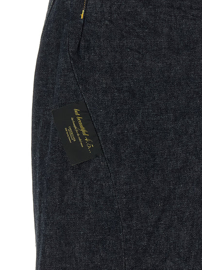 Jeans by Undercover for men in cotton denim blue features an refined tailoring silhouette, showcasing a premium wide with a and long cut for a refined tailoring look.