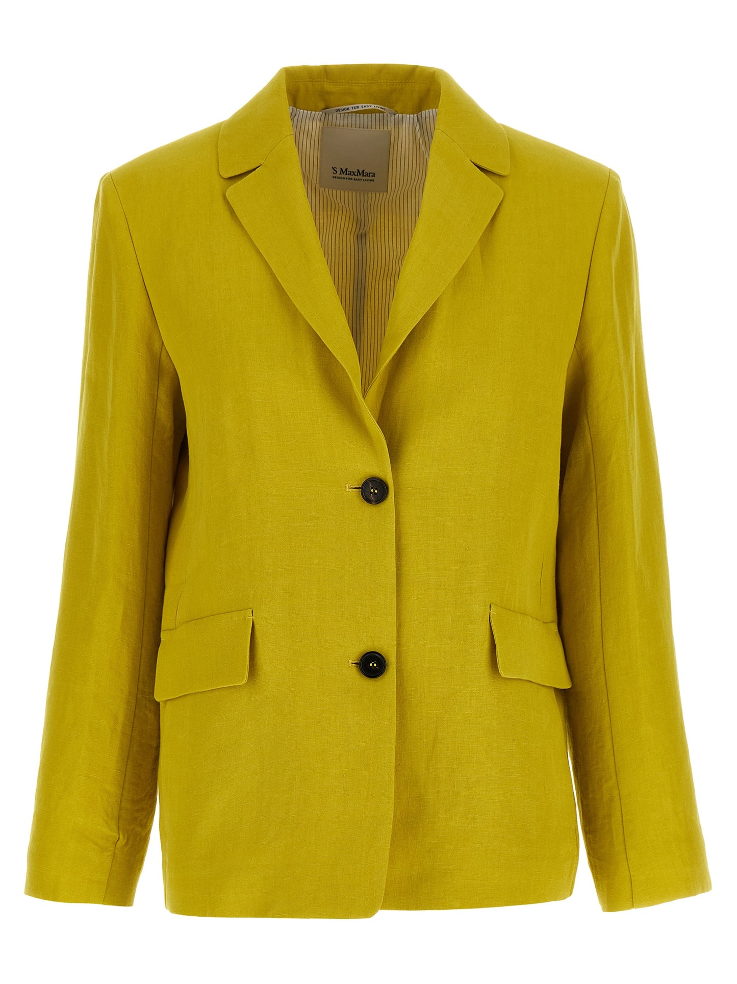 This Blazer by S Max Mara for women in linen & canvas bicolour, horn & yellow presents a tailored silhouette, meticulously tailored with a tailored and distinctive for a tailored finish.
