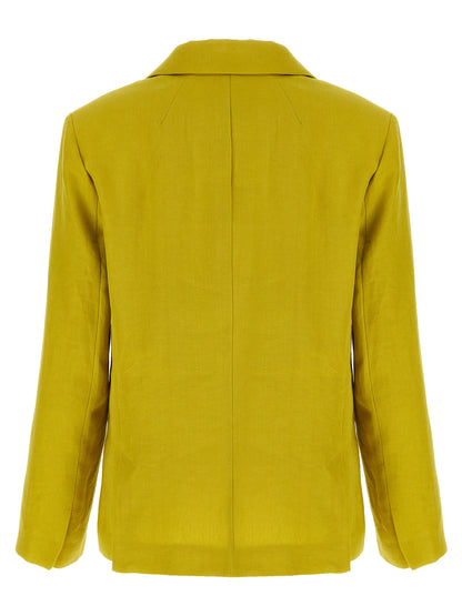 Blazer by S Max Mara for women in linen & canvas bicolour, horn & yellow showcases a discerning silhouette, elegantly detailed with a sophisticated and premium for a truly discerning finish.