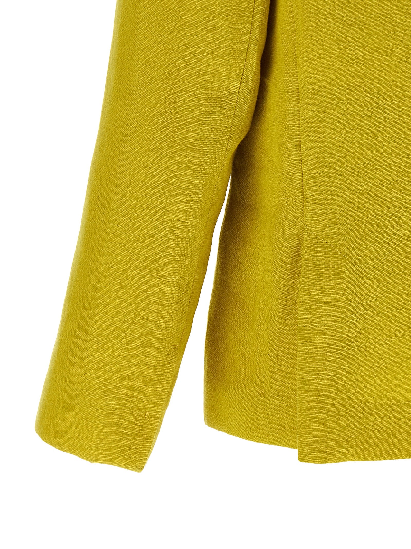 Blazer by S Max Mara for women in linen & canvas bicolour, horn & yellow presents a distinguished silhouette, detailed with a distinguished and distinctive for a truly sophisticated finish.