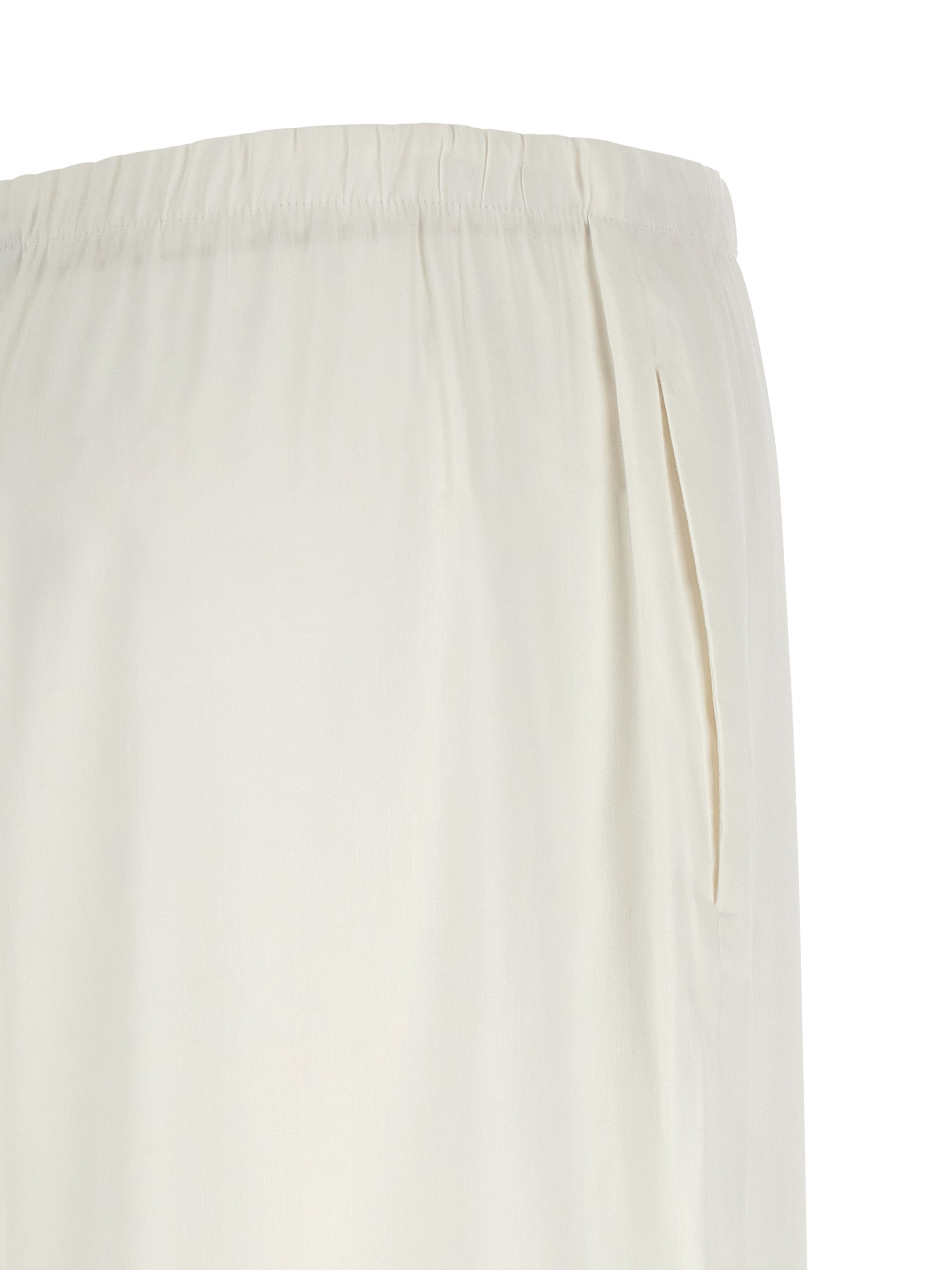 Casual Pants by Max Mara for women in viscose & linen white presents a tailored silhouette, showcasing a tailored straight-leg & wide and long cut with a refined for a truly tailored aesthetic.