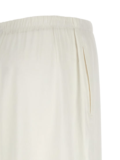 Casual Pants by Max Mara for women in viscose & linen white presents a tailored silhouette, showcasing a tailored straight-leg & wide and long cut with a refined for a truly tailored aesthetic.