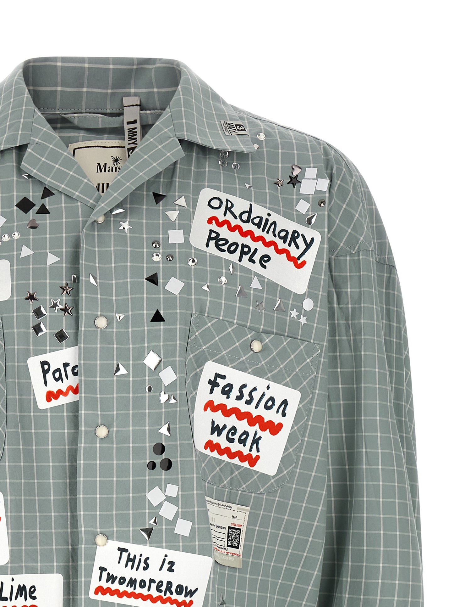 Shirt by Maison Mihara Yasuhiro for men in cotton light-blue, patterned & checked features an polished silhouette, showcasing a sophisticated and detail for a truly polished finish.