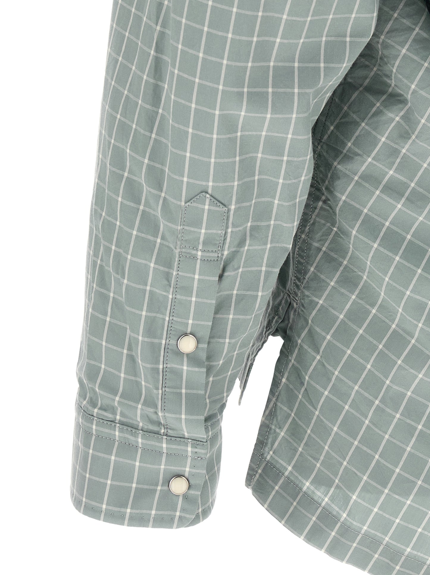 Shirt by Maison Mihara Yasuhiro for men in cotton light-blue, patterned & checked showcases a sleek silhouette, elegantly detailed with a sleek and for a sleek finish.