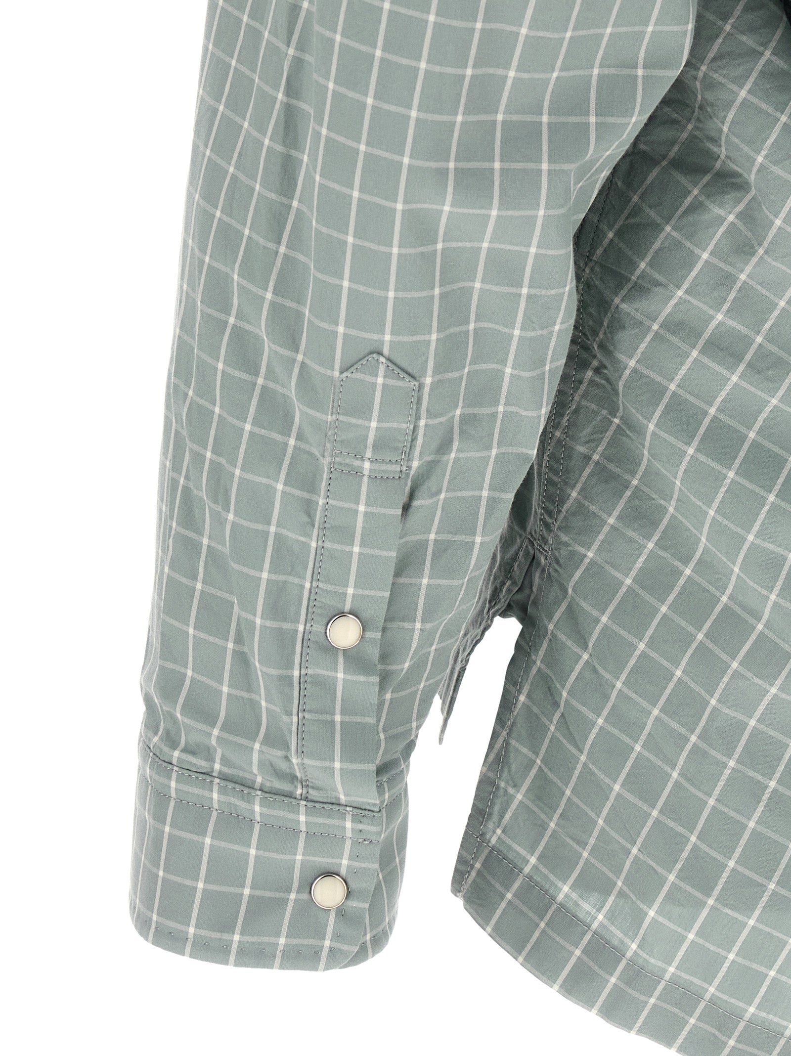 Shirt by Maison Mihara Yasuhiro for men in cotton light-blue, patterned & checked showcases a sleek silhouette, elegantly detailed with a sleek and for a sleek finish.
