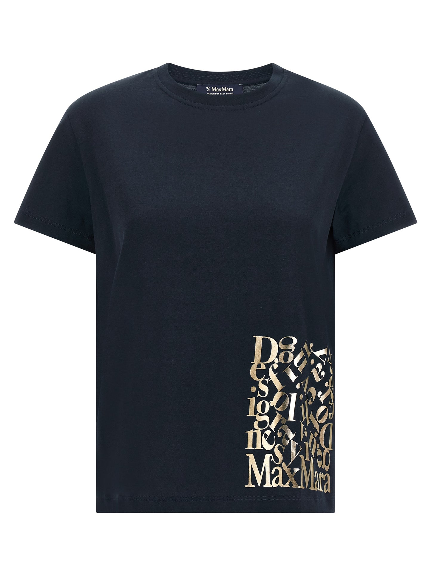 T-Shirt by S Max Mara for women in cotton blue & print features a plush silhouette, showcasing a sophisticated crew neckline and short-sleeve for a truly plush finish.