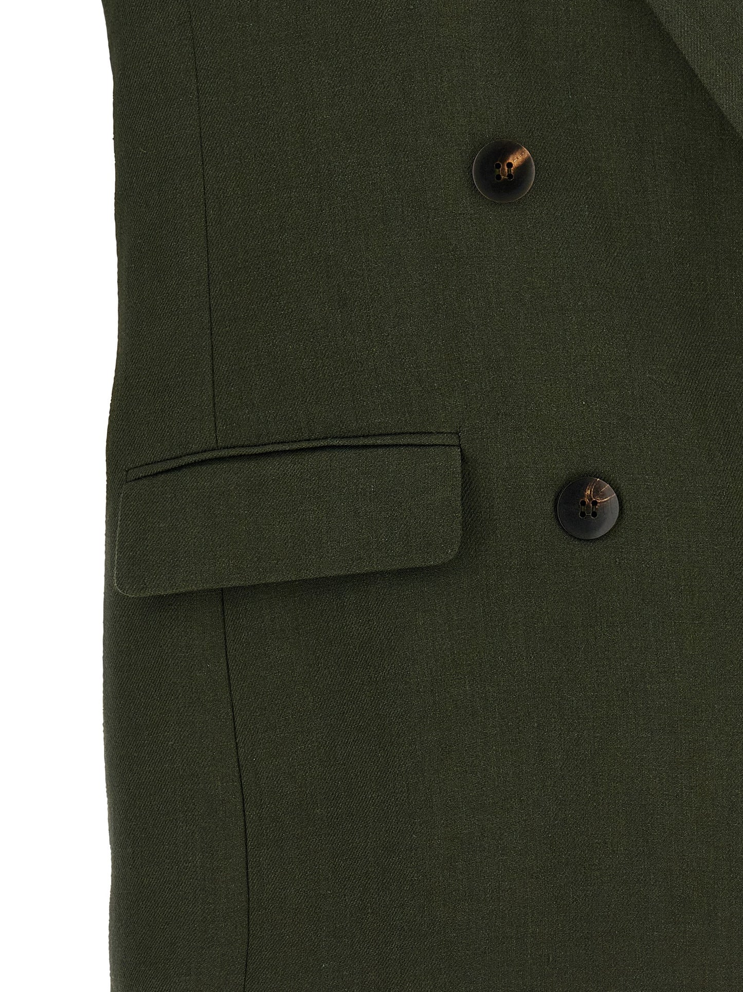 Vest by Max Mara for women in viscose linen & cupro bicolour, green & horn features an contemporary silhouette, showcasing refined pockets and a contemporary split neckline for a sophisticated layered look.