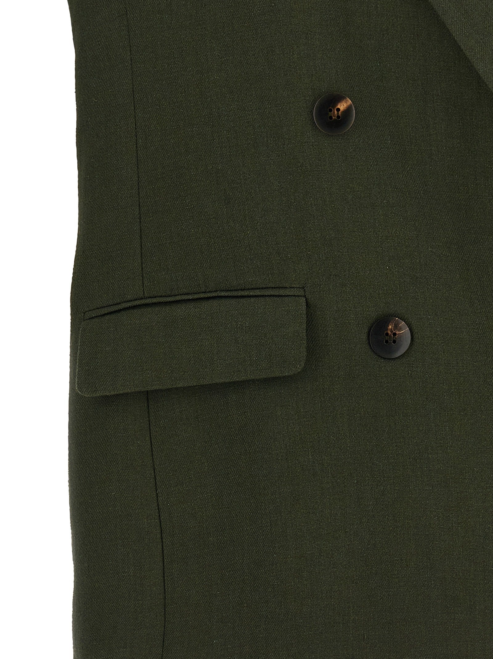 Vest by Max Mara for women in viscose linen & cupro bicolour, green & horn features an contemporary silhouette, showcasing refined pockets and a contemporary split neckline for a sophisticated layered look.