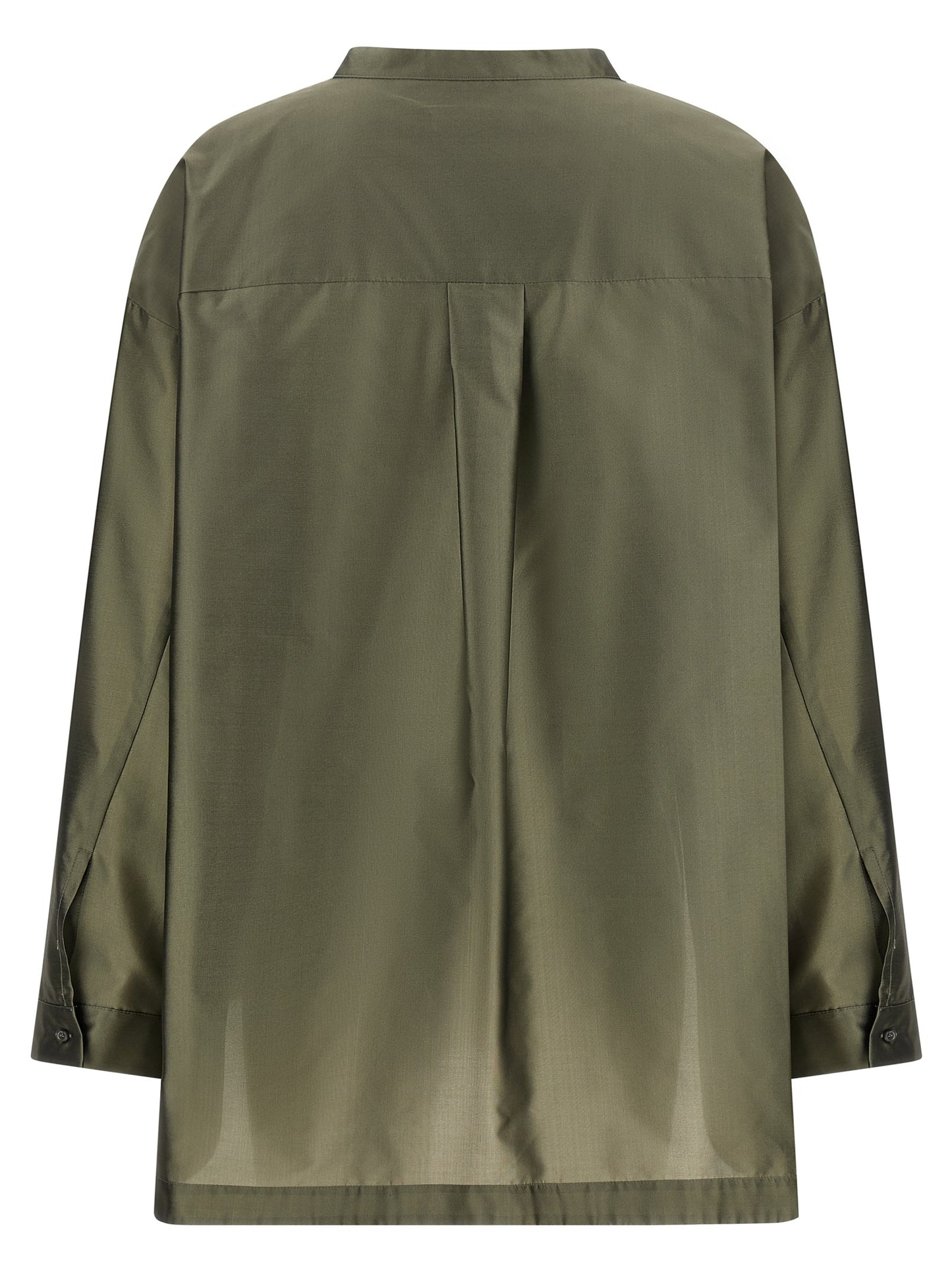 Blouse by S Max Mara for women in polyester & silk bicolour, green & pearl features an polished silhouette, showcasing a sophisticated mandarin neckline and detail for a truly polished finish.