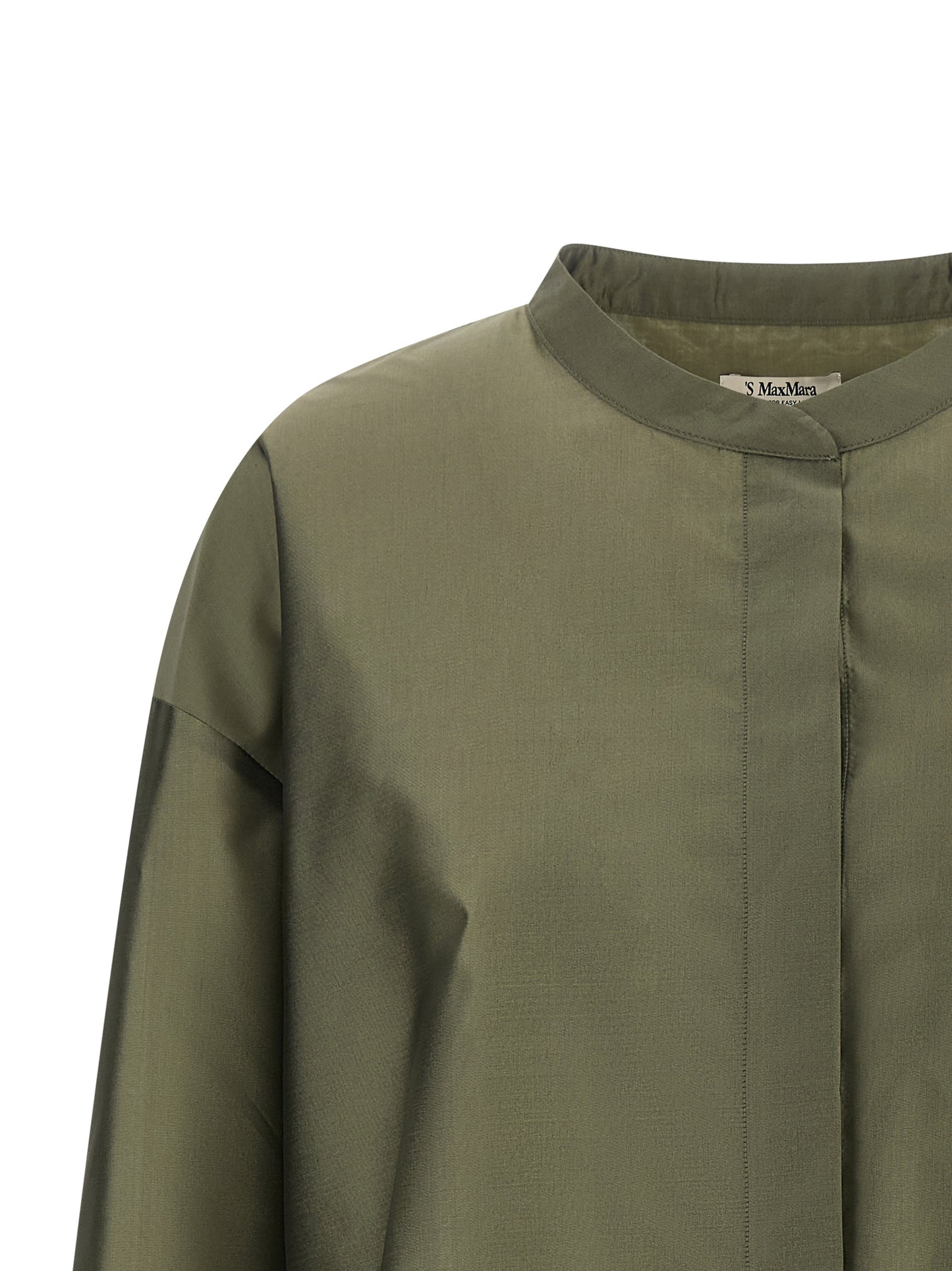Blouse by S Max Mara for women in polyester & silk bicolour, green & pearl, featuring a nuanced and nuanced mandarin neckline for a sophisticated finish.