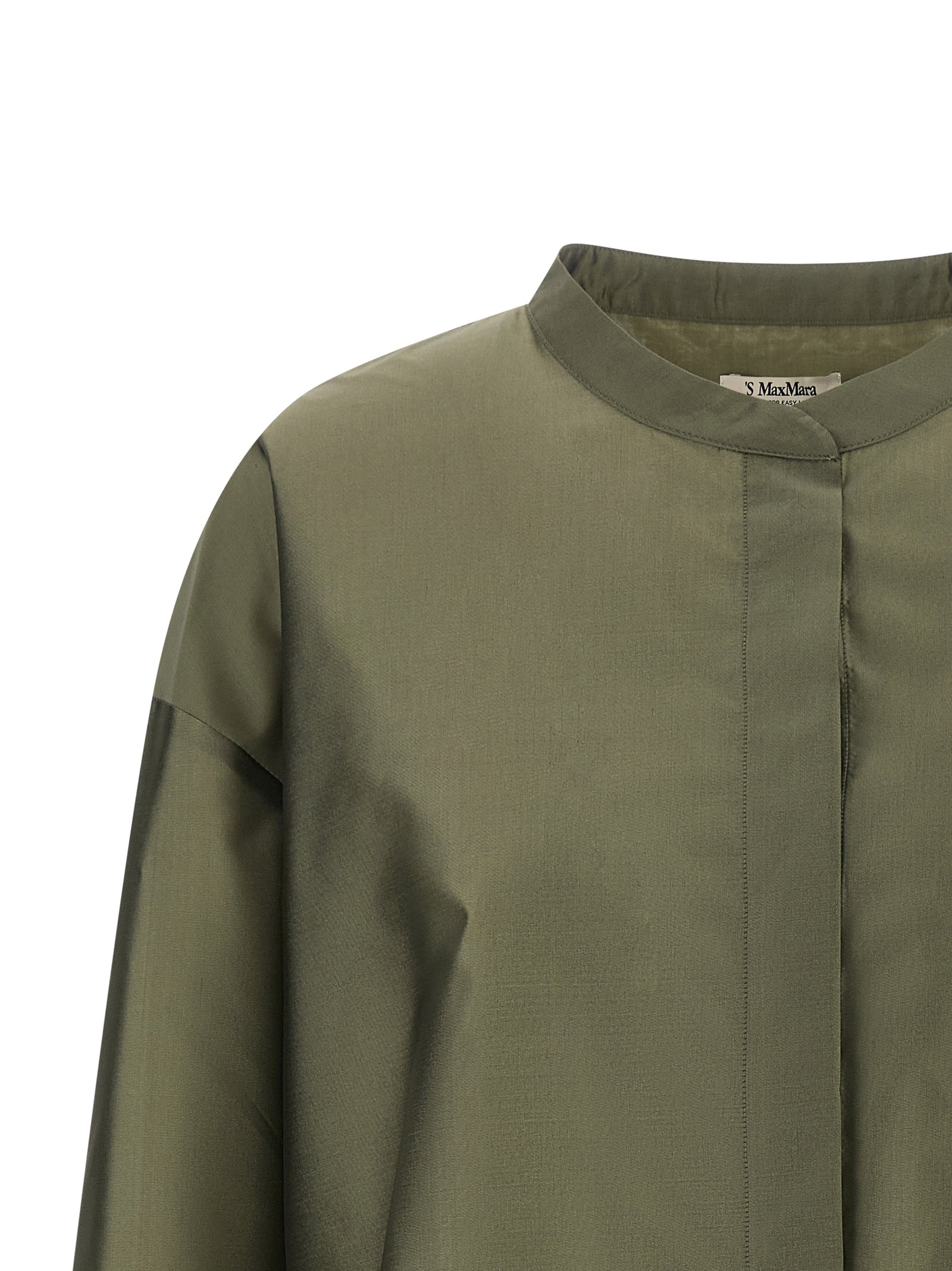 Blouse by S Max Mara for women in polyester & silk bicolour, green & pearl, featuring a nuanced and nuanced mandarin neckline for a sophisticated finish.