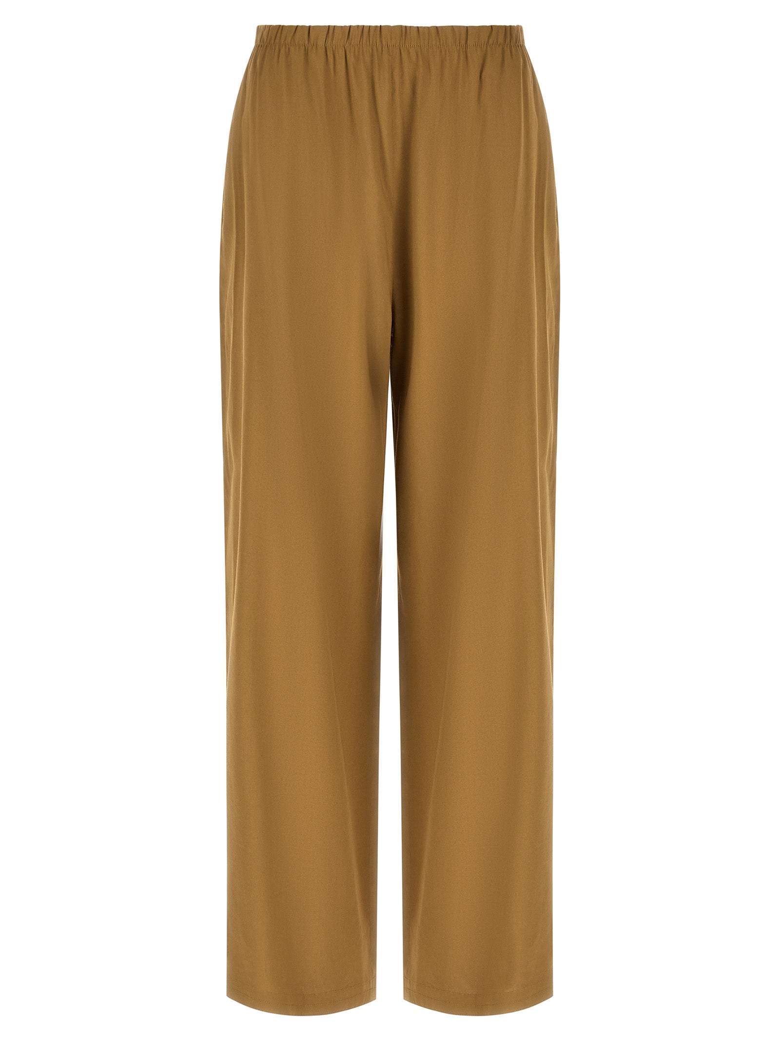 Trousers by Max Mara for women in linen & viscose beige features a artisanal silhouette, showcasing a sophisticated straight-leg & wide with a long and for a artisanal finish.