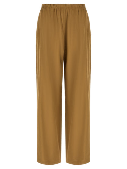 Trousers by Max Mara for women in linen & viscose beige features a artisanal silhouette, showcasing a sophisticated straight-leg & wide with a long and for a artisanal finish.