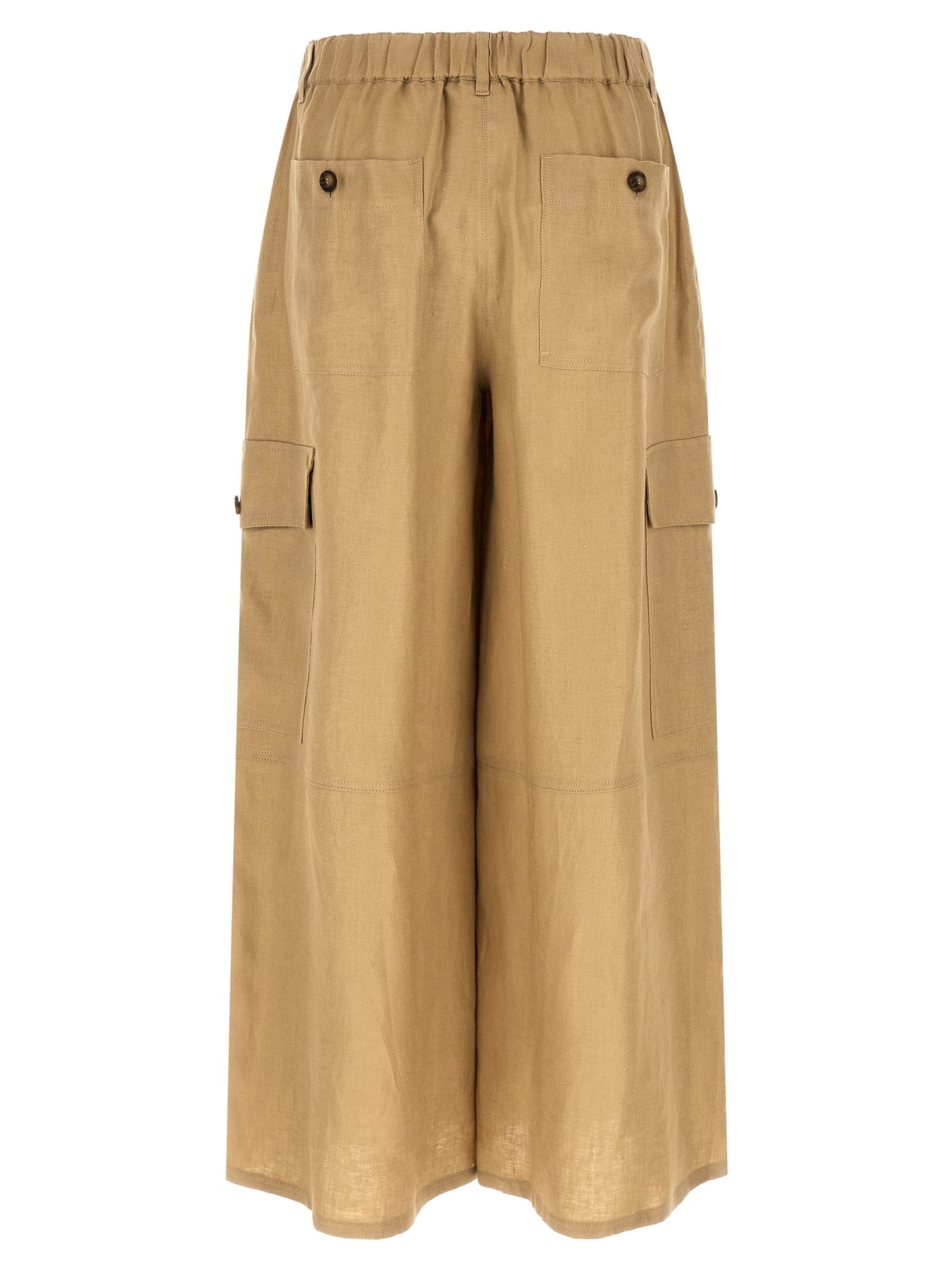 Cargo Pants by Max Mara for women in linen beige features an tailored wide with a and long, creating a tailored utilitarian silhouette.