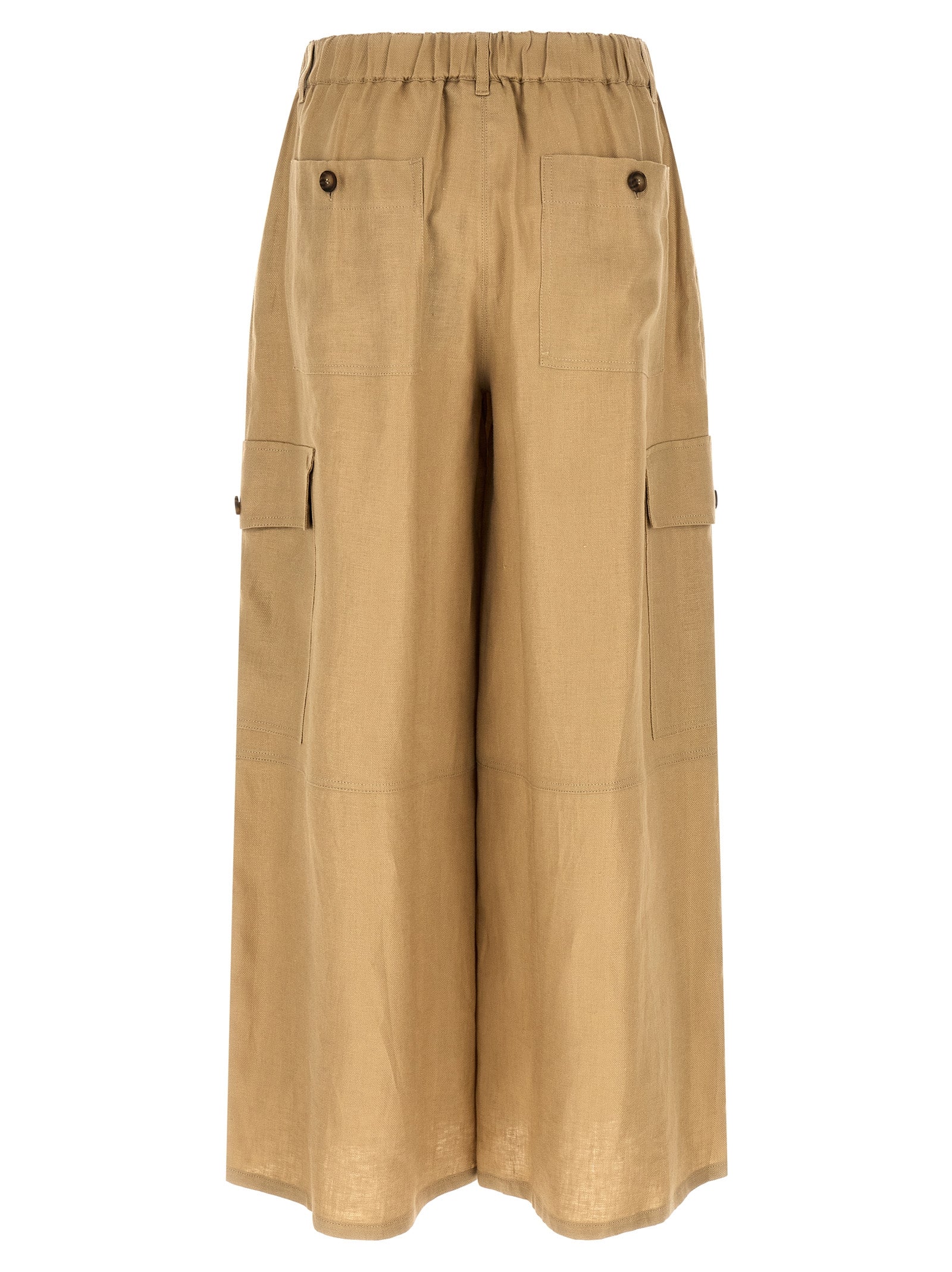 Cargo Pants by Max Mara for women in linen beige features an tailored wide with a and long, creating a tailored utilitarian silhouette.