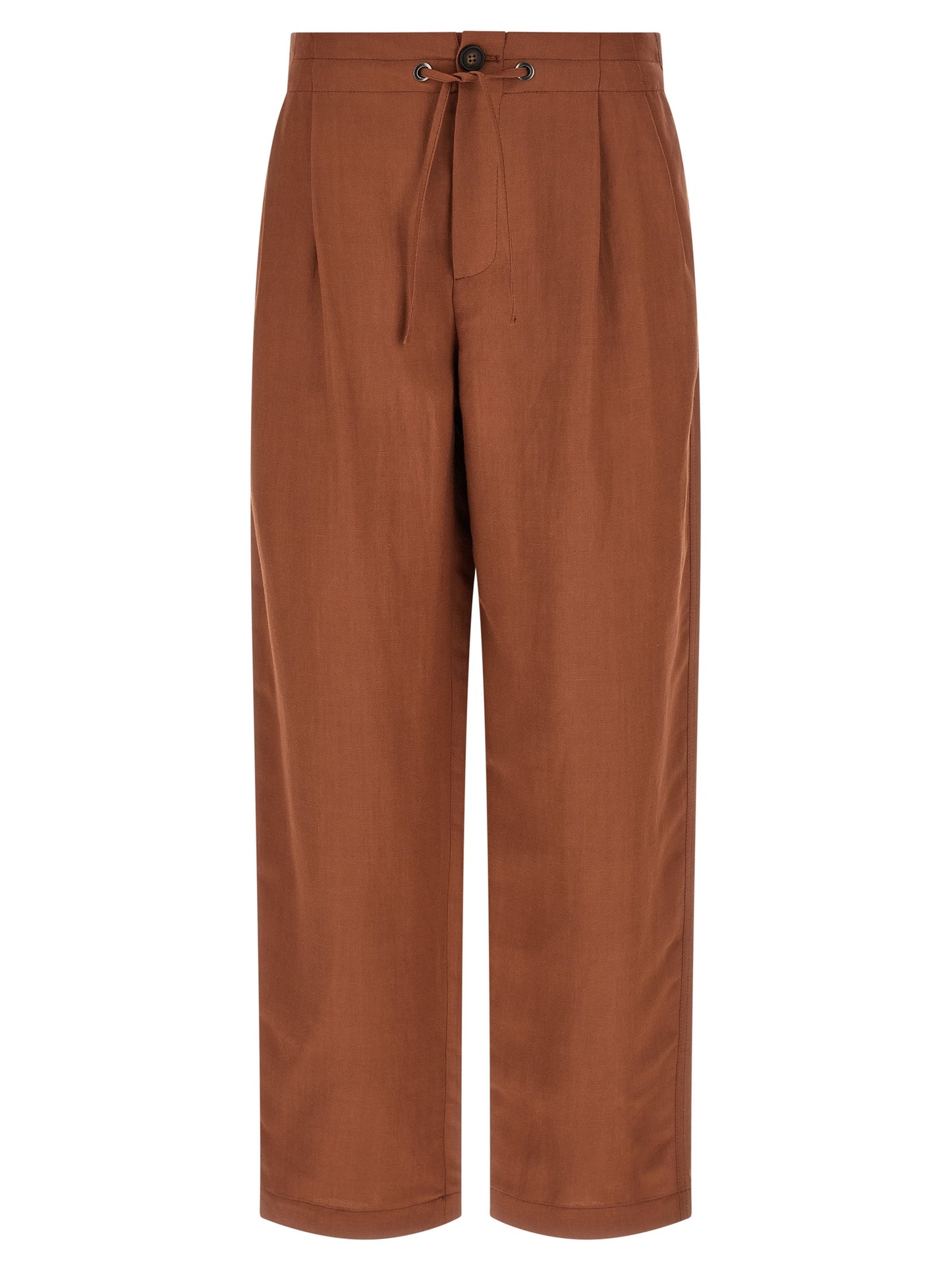 Casual Pants by Brunello Cucinelli for women in viscose linen twill multicolor & red features an sartorial straight-leg, relaxed-fit & wide and long with a cut for a sartorial finish.