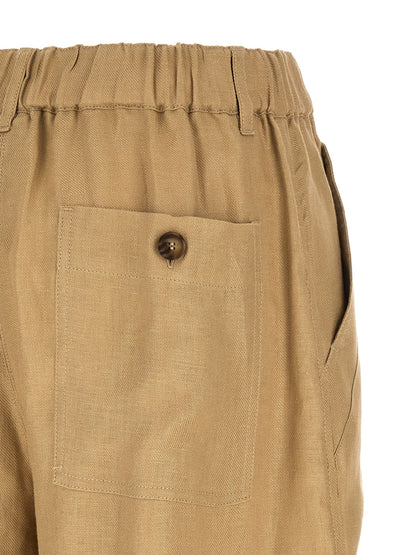 Cargo Pants by Max Mara for women in linen beige features an tailored wide with a and long, creating a tailored utilitarian silhouette.