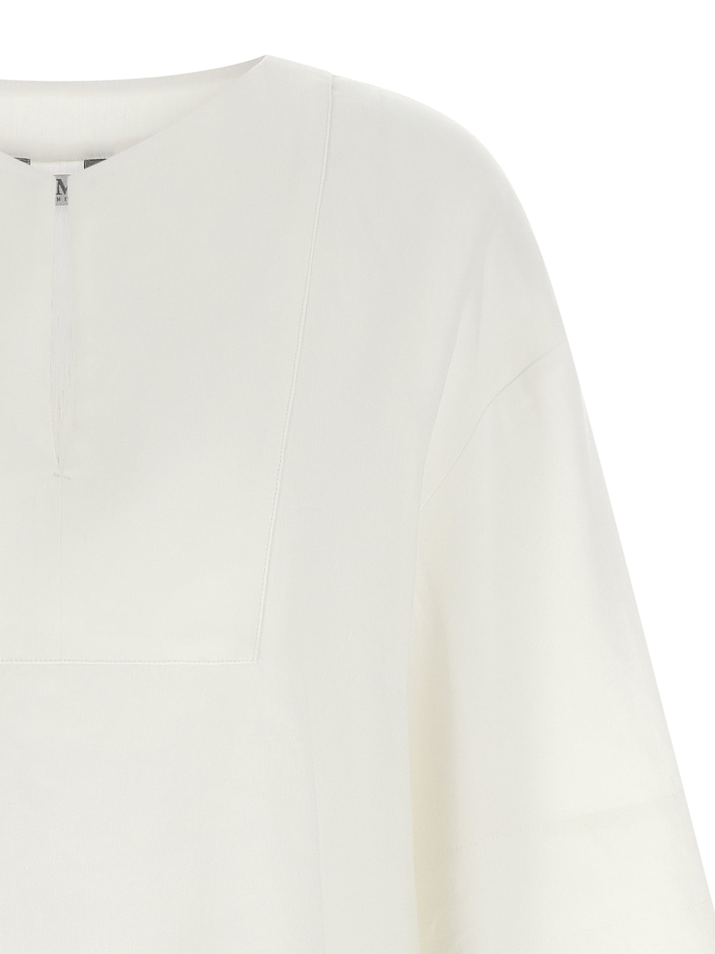 Blouse by Max Mara for women in viscose & linen white features an architectural silhouette with a refined and elegant boat neckline for a architectural look.
