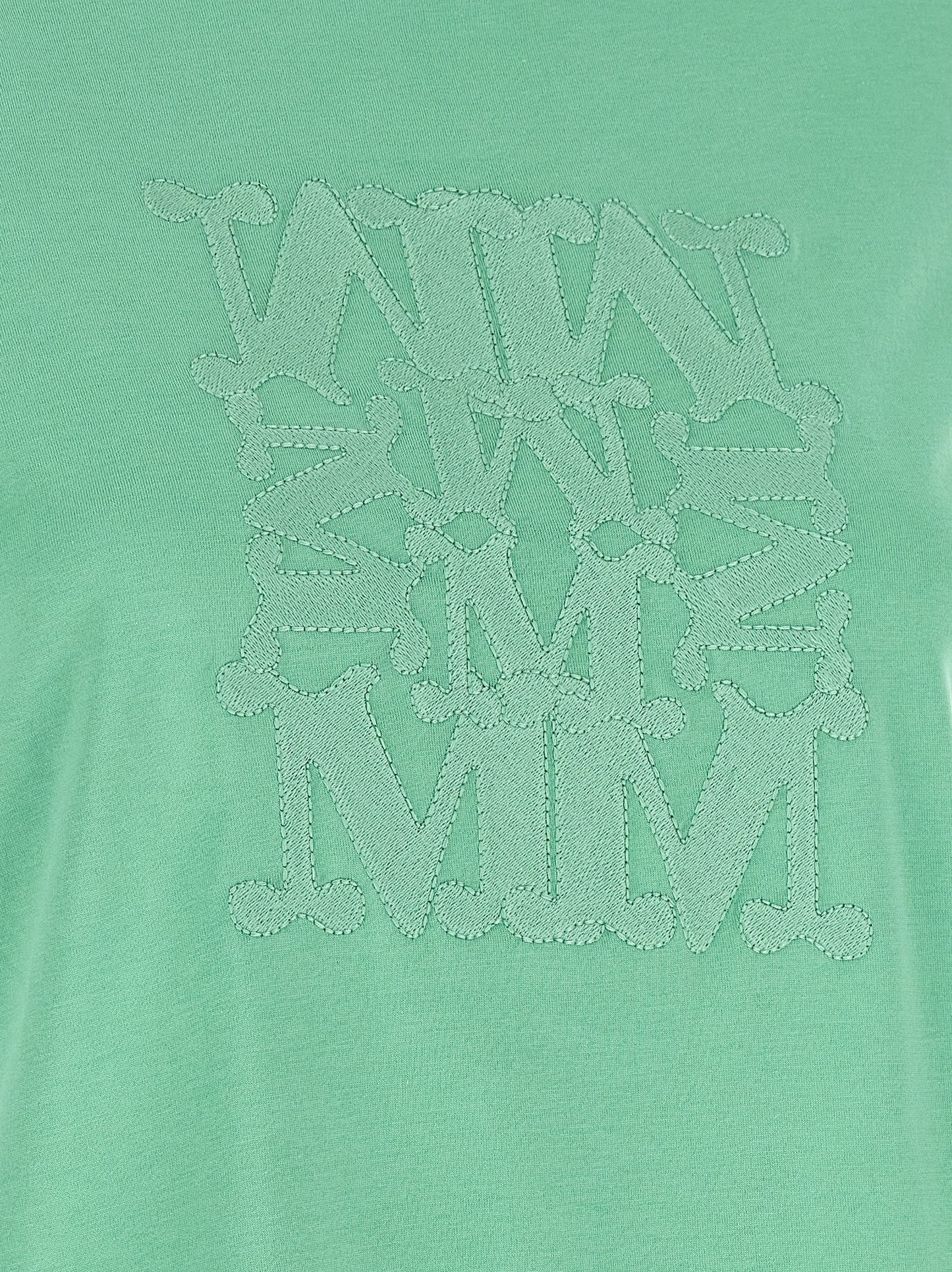 T-Shirt by Max Mara for women in cotton bicolour & green showcases a chic silhouette, artfully detailed with a chic and for a chic finish.