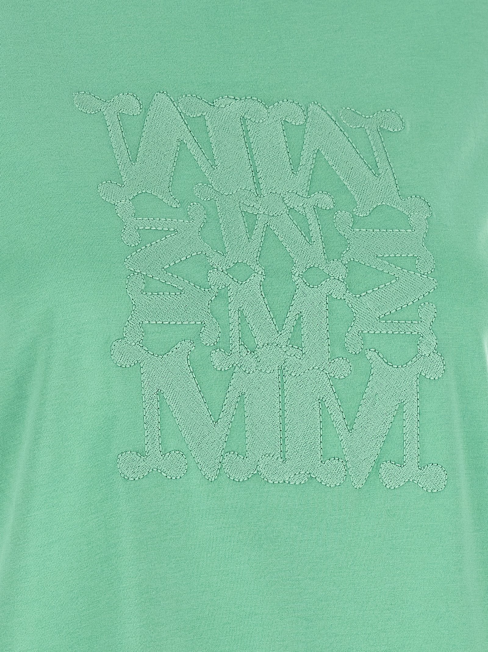 T-Shirt by Max Mara for women in cotton bicolour & green showcases a chic silhouette, artfully detailed with a chic and for a chic finish.