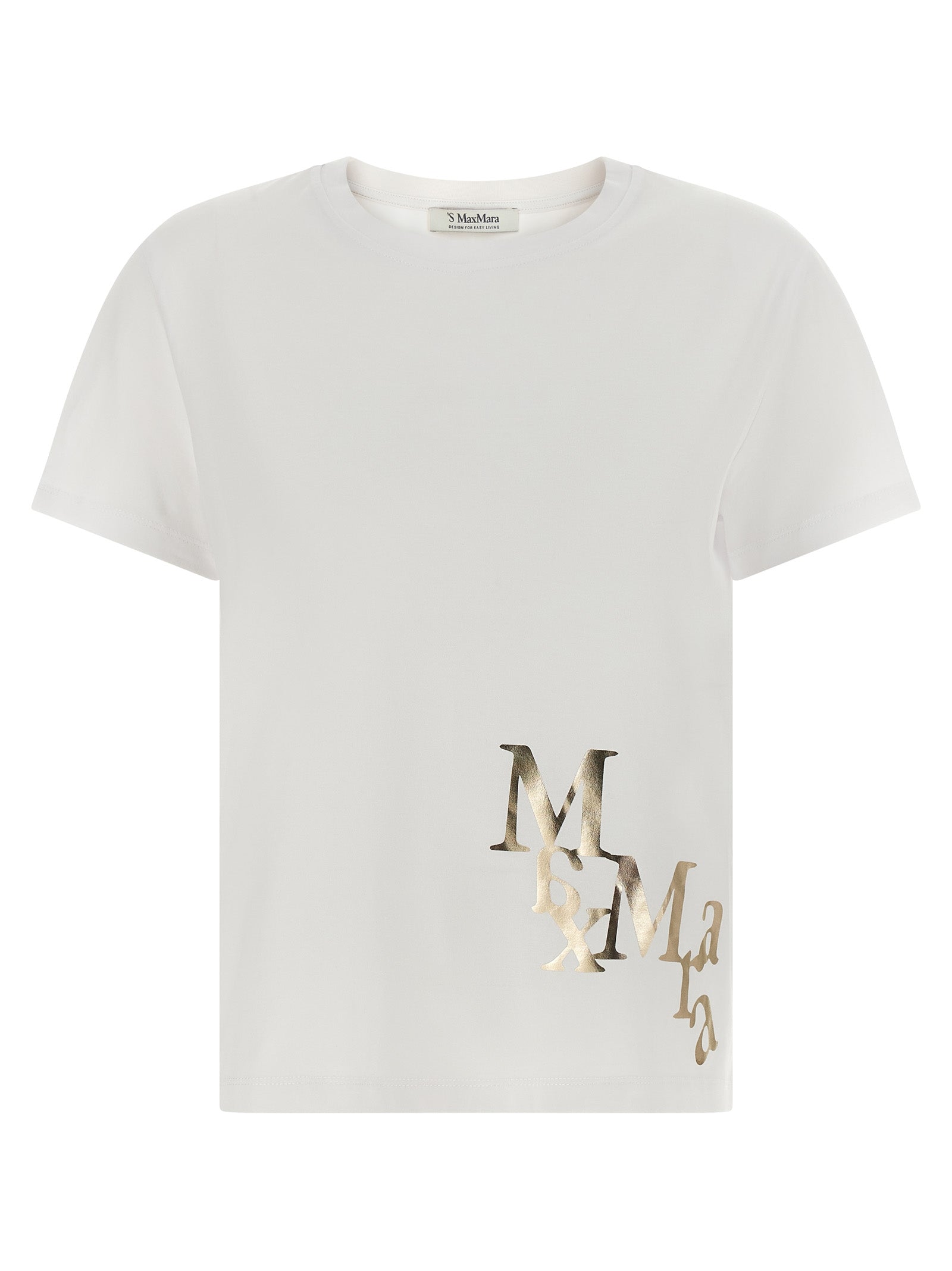 T-Shirt by S Max Mara for women in cotton gold & print features an on trend silhouette, perfectly showcasing a on trend short-sleeve and crew neckline for an elevated aesthetic.
